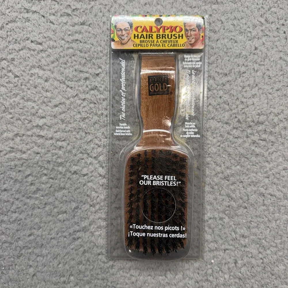 NIP African Gold 100% Boar Bristle Premium Wood Handle Calypso Hair Brush